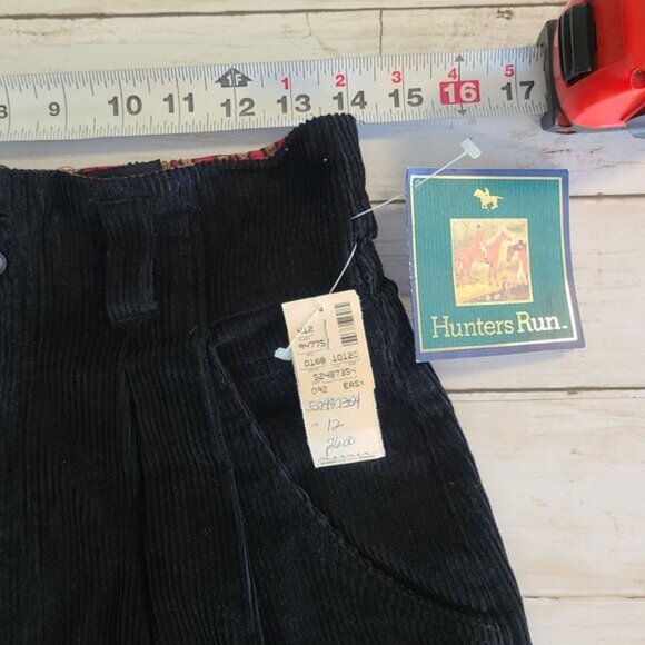 Vtg Hunters Run High Waisted Black Corduroy Pants NOS Tapered Pleated 12 Preppy - Picture 6 of 10